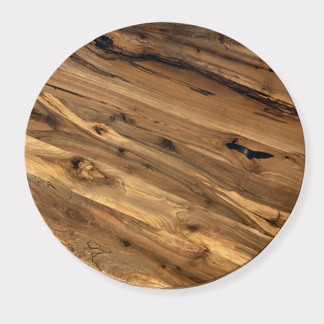 Masa de dining cu blat din nuc si picior Nero auriu X1244 110cm