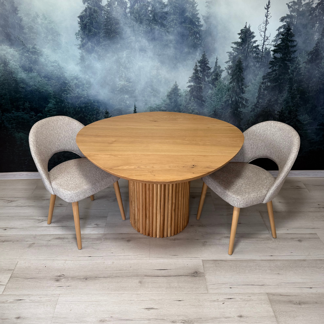 Masa de dining cu blat asimetric din stejar SX78 120cm