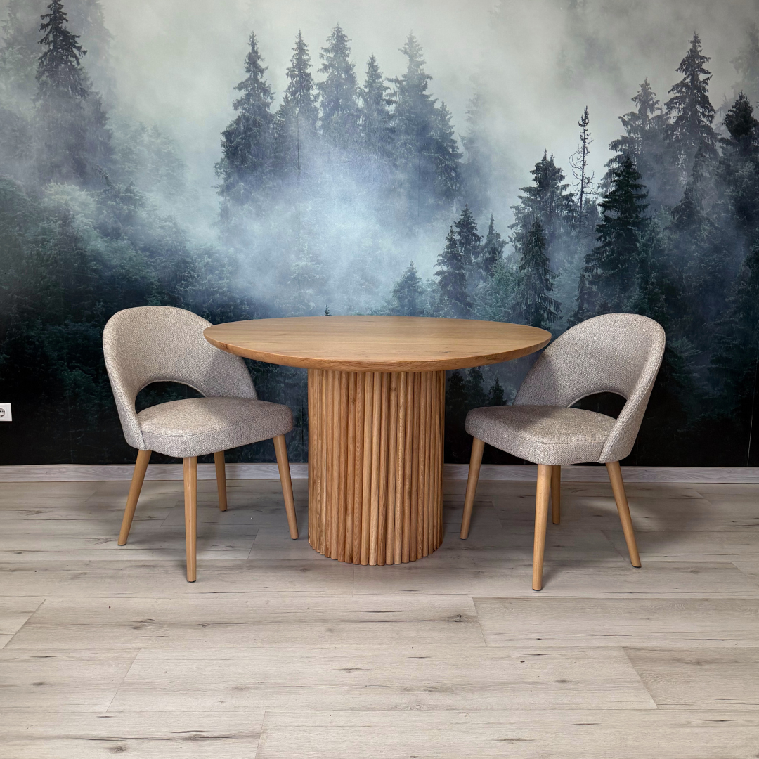 Masa de dining cu blat asimetric din stejar SX78 120cm