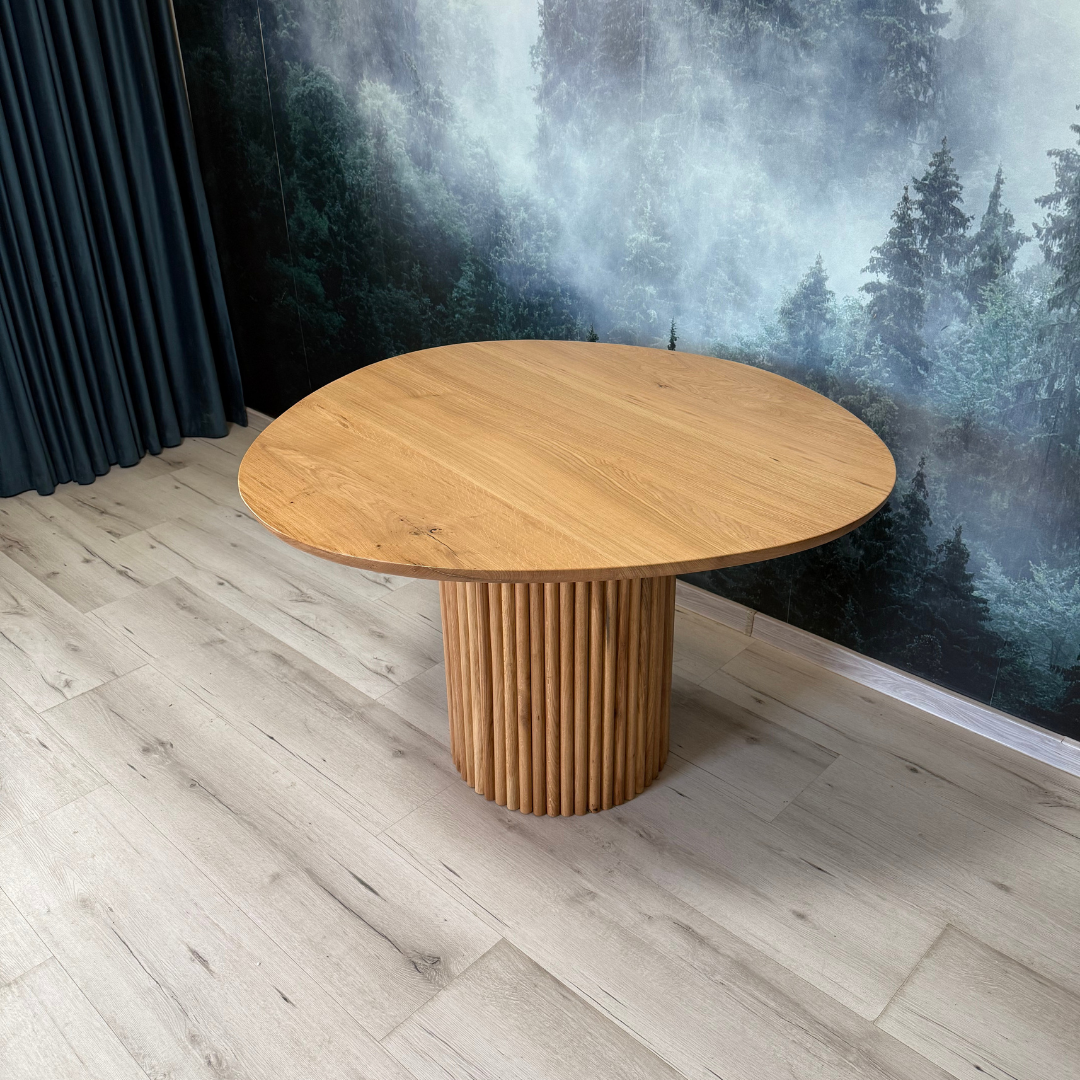 Masa de dining cu blat asimetric din stejar SX78 120cm