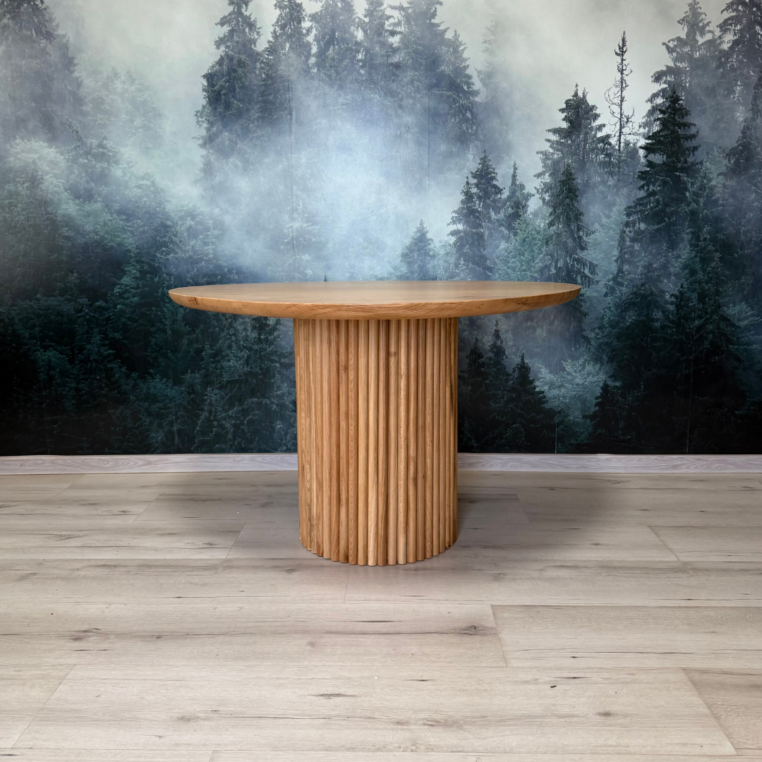 Masa de dining cu blat asimetric din stejar SX78 120cm