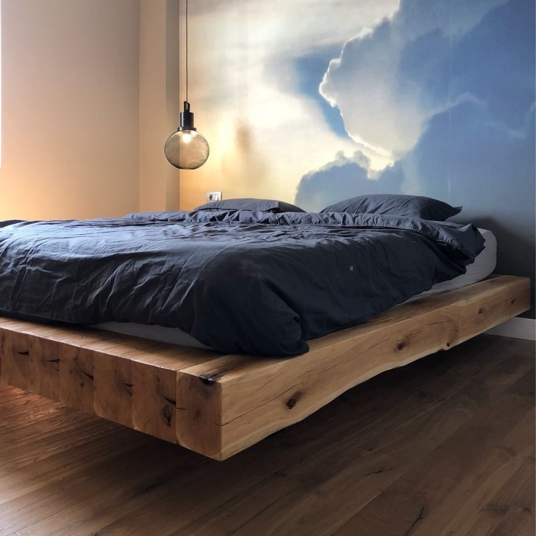 Floating Bed din stejar