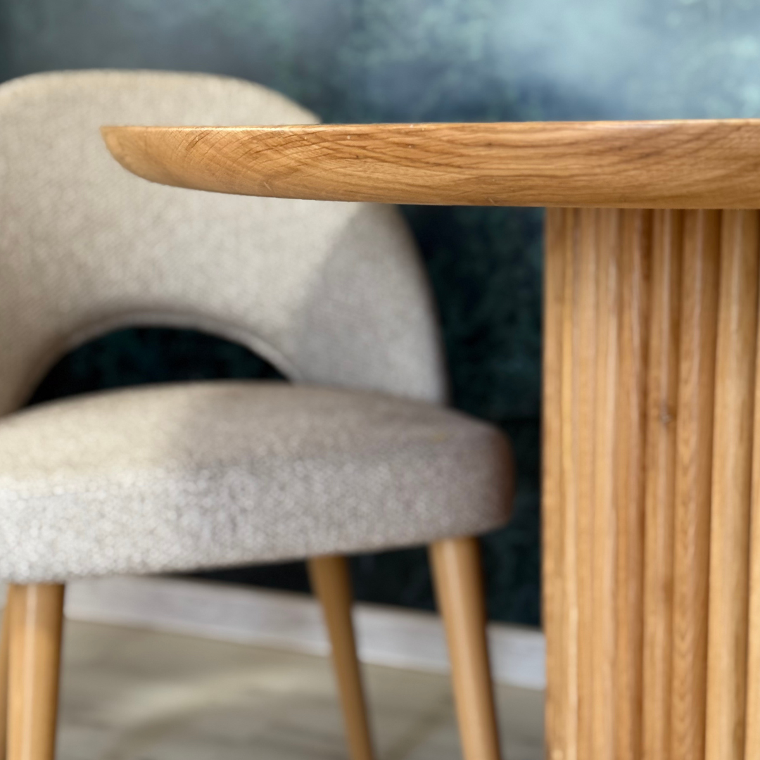 Masa de dining cu blat asimetric din stejar SX78 120cm