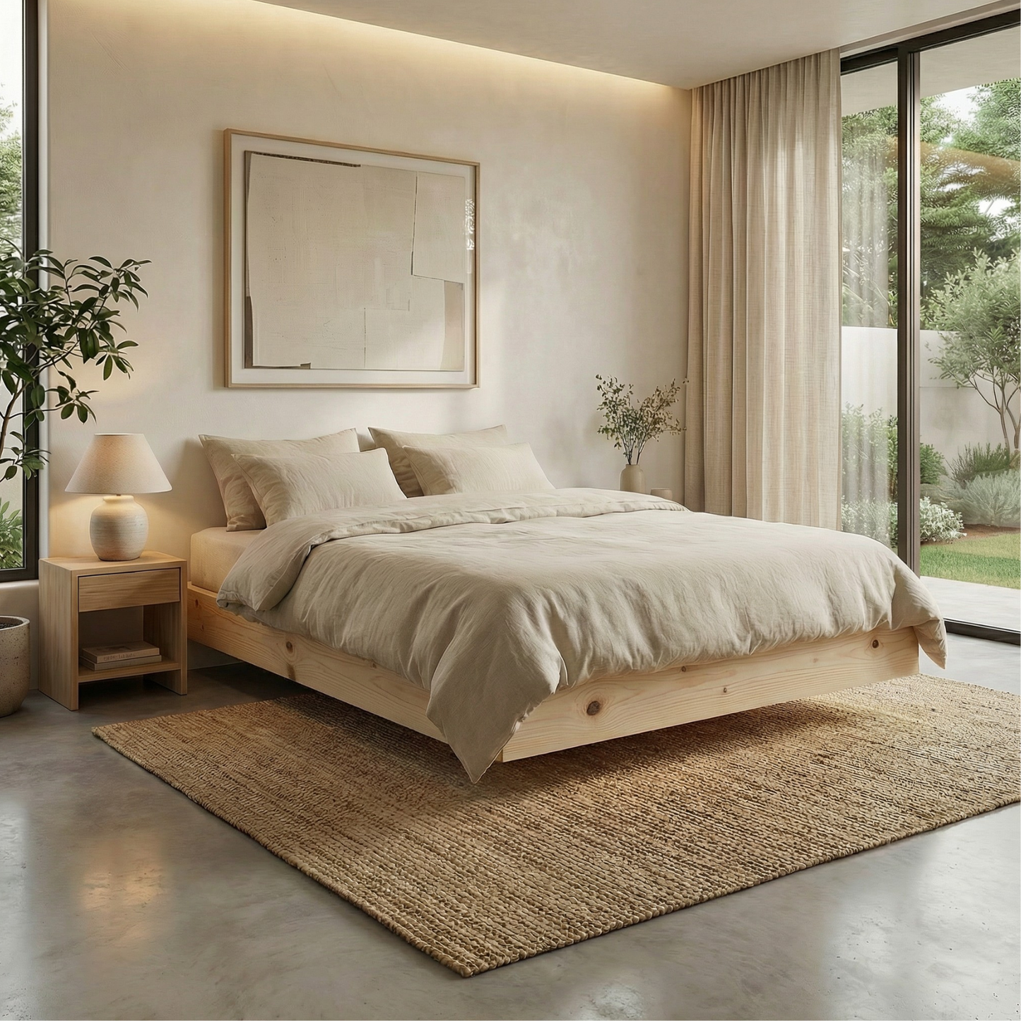 Minimal Floating Bed din molid
