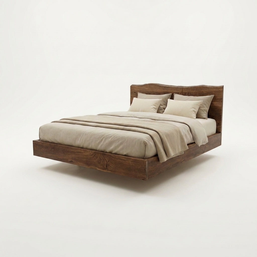 Minimal Floating Bed din stejar baituit