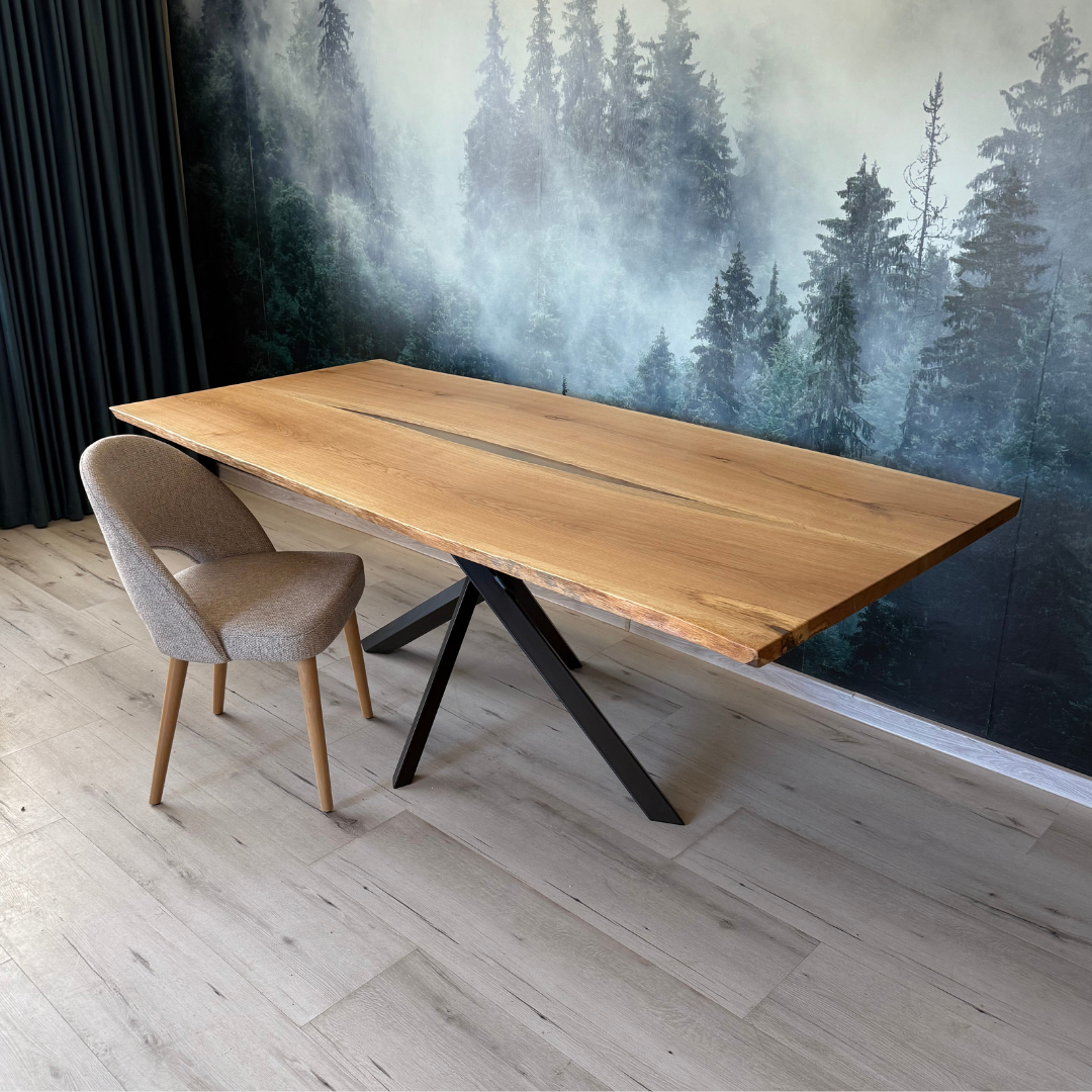 Masa de dining cu blat din stejar X560 216x103cm