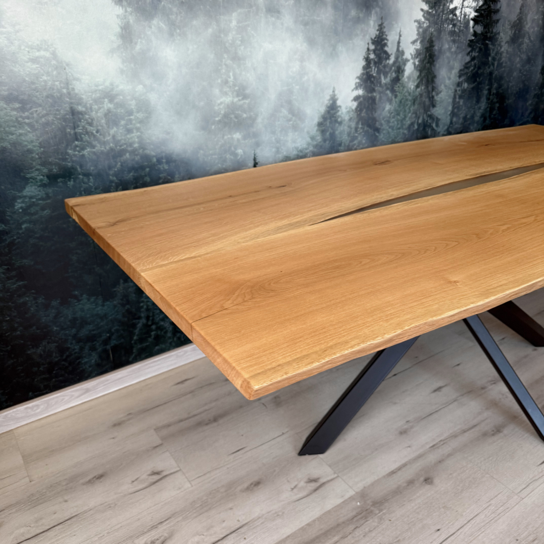 Masa de dining cu blat din stejar X560 216x103cm