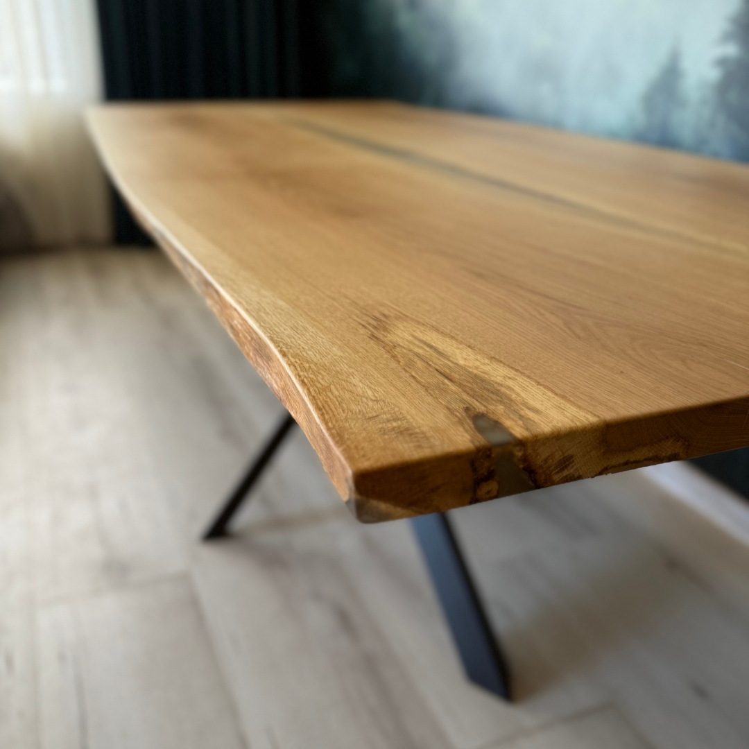 Masa de dining cu blat din stejar X560 216x103cm