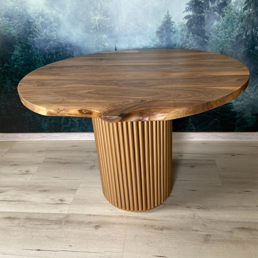 Masa de dining cu blat din nuc si picior Nero X1246 110cm