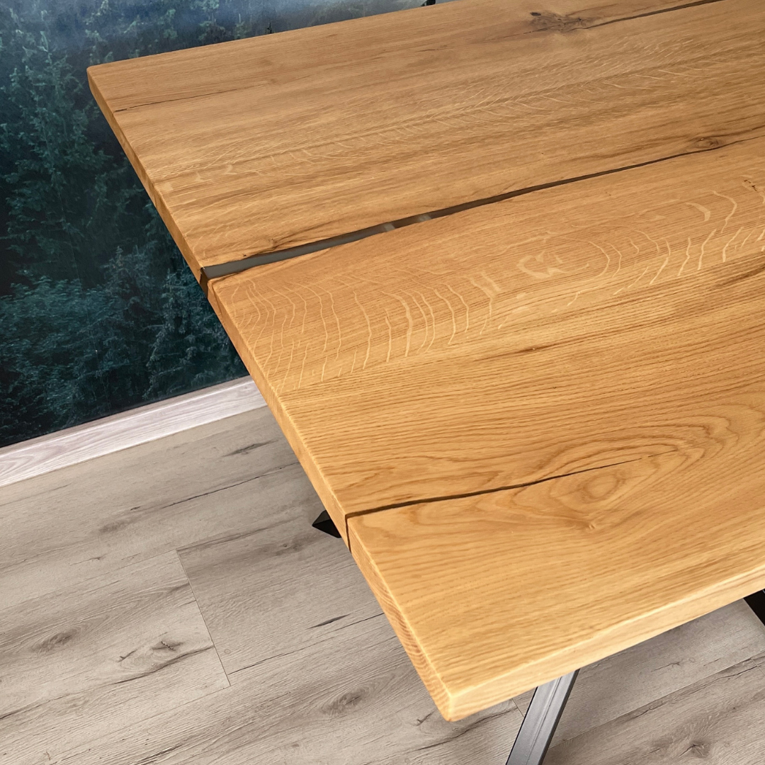 Masa de dining cu blat patrat din stejar X890 100x100cm