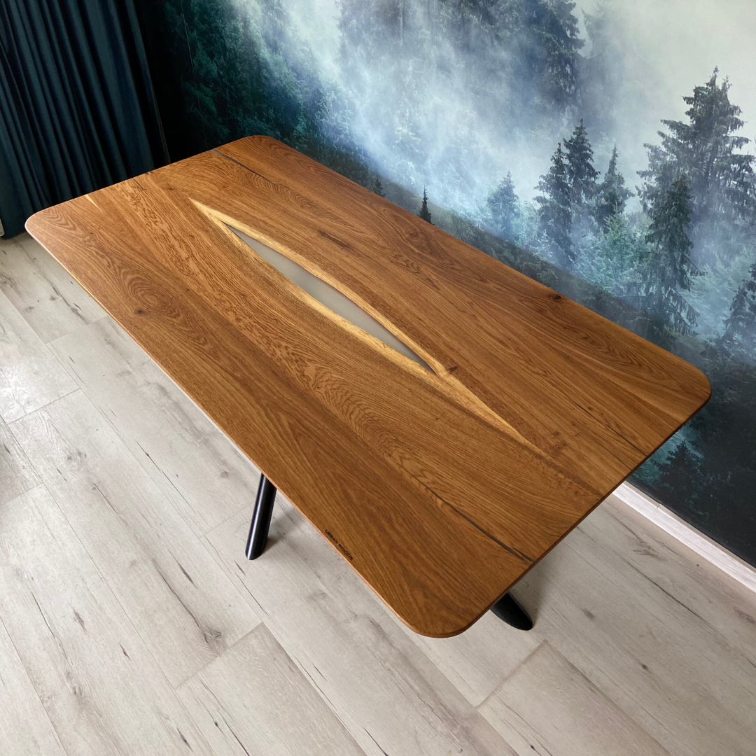 Masa de dining cu blat din stejar X1243 200x99cm