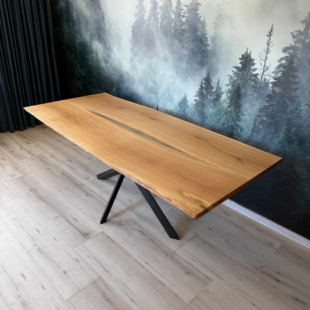 Masa de dining cu blat din stejar X560 216x103cm