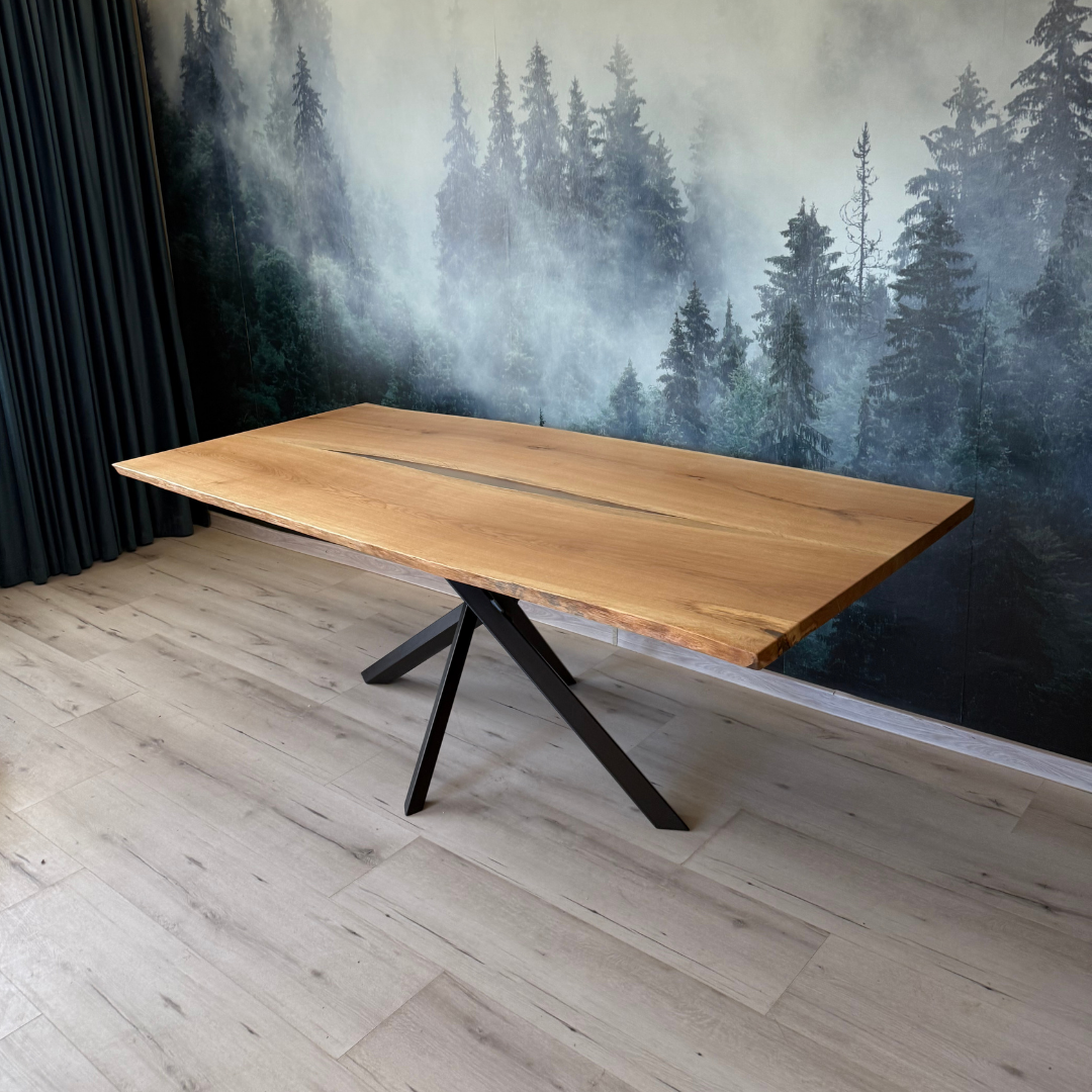 Masa de dining cu blat din stejar X560 216x103cm