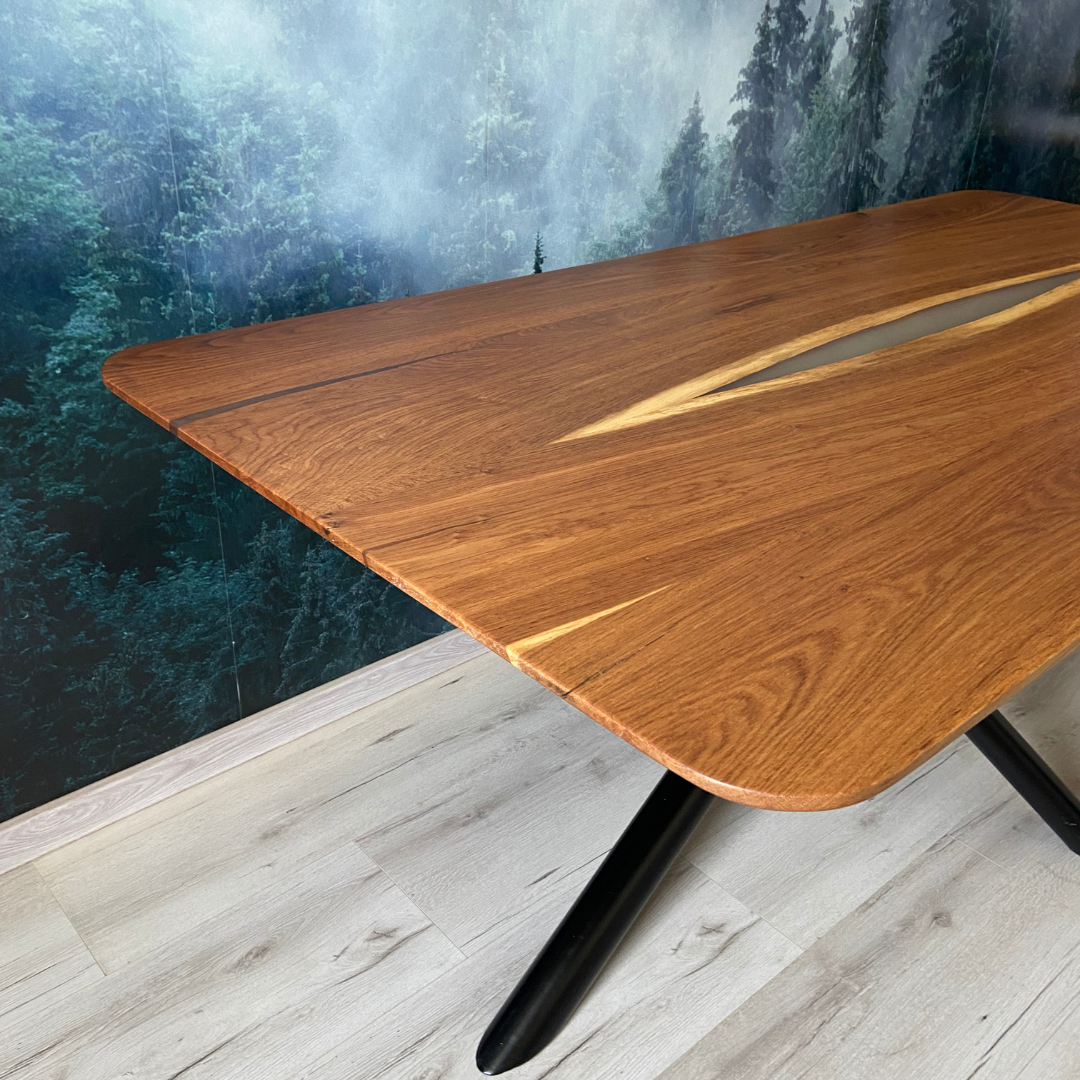 Masa de dining cu blat din stejar X1243 200x99cm