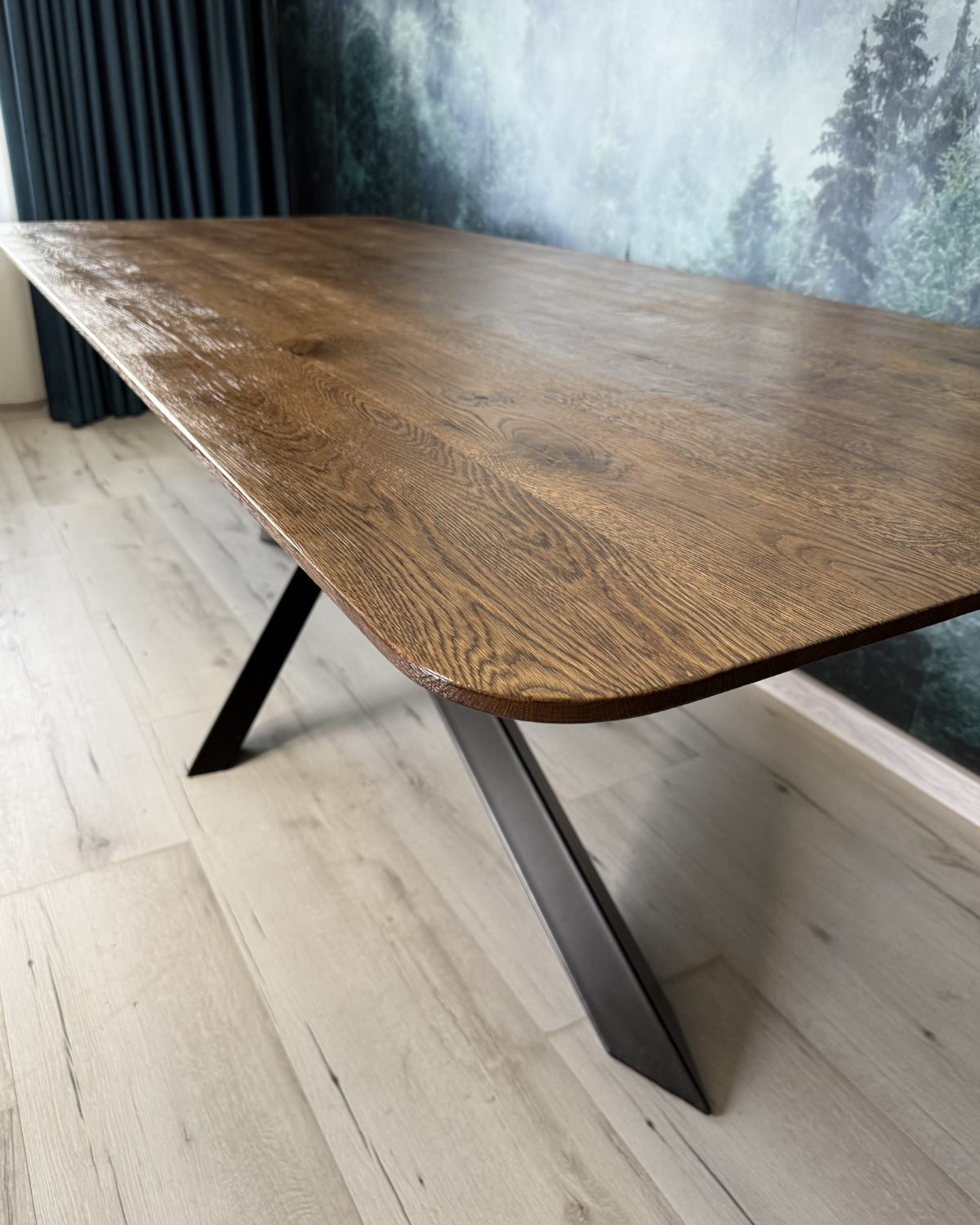 Masa de dining cu blat din stejar X2515 240x100cm