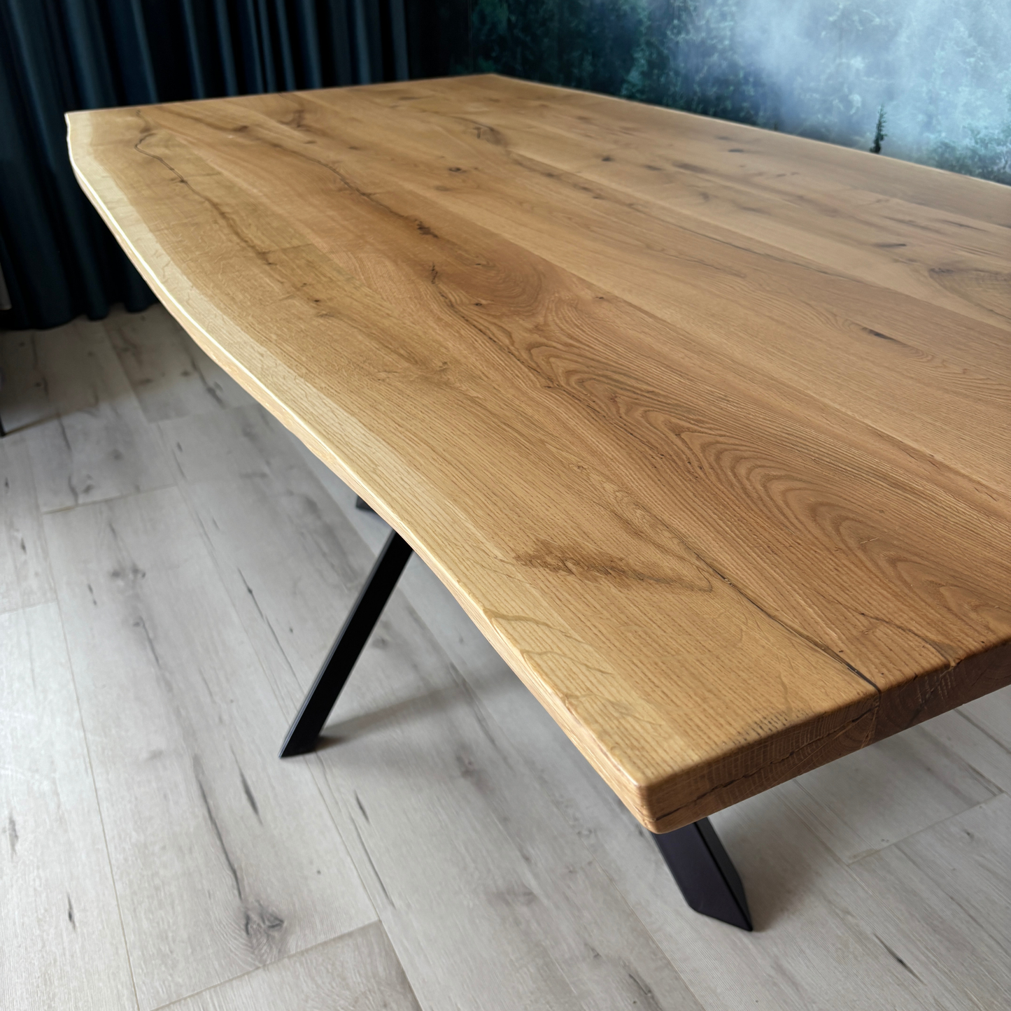 Masa de dining cu blat din stejar AX264 200x100cm