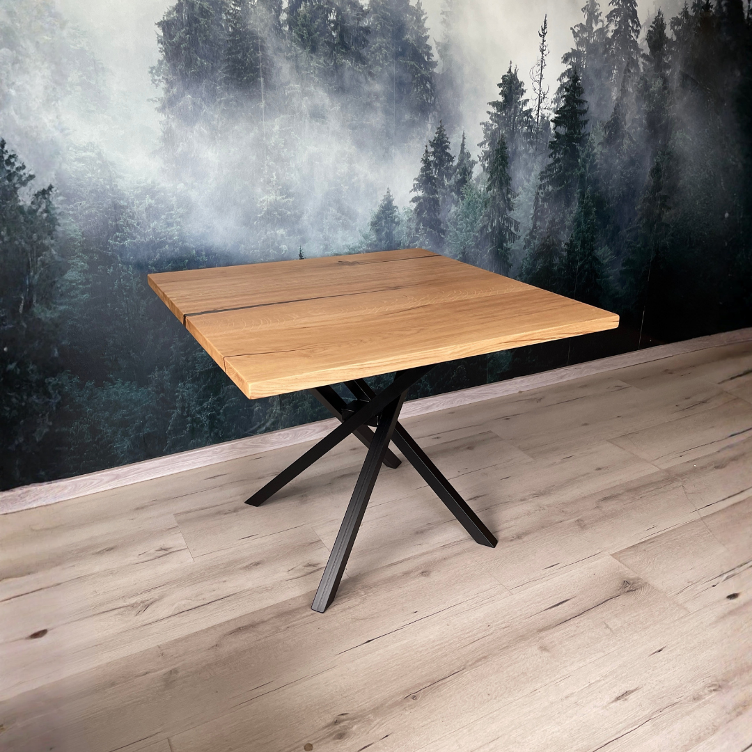 Masa de dining cu blat patrat din stejar X890 100x100cm