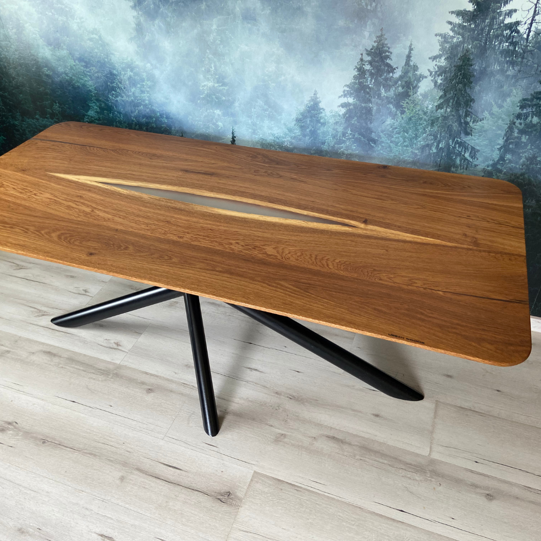 Masa de dining cu blat din stejar X1243 200x99cm