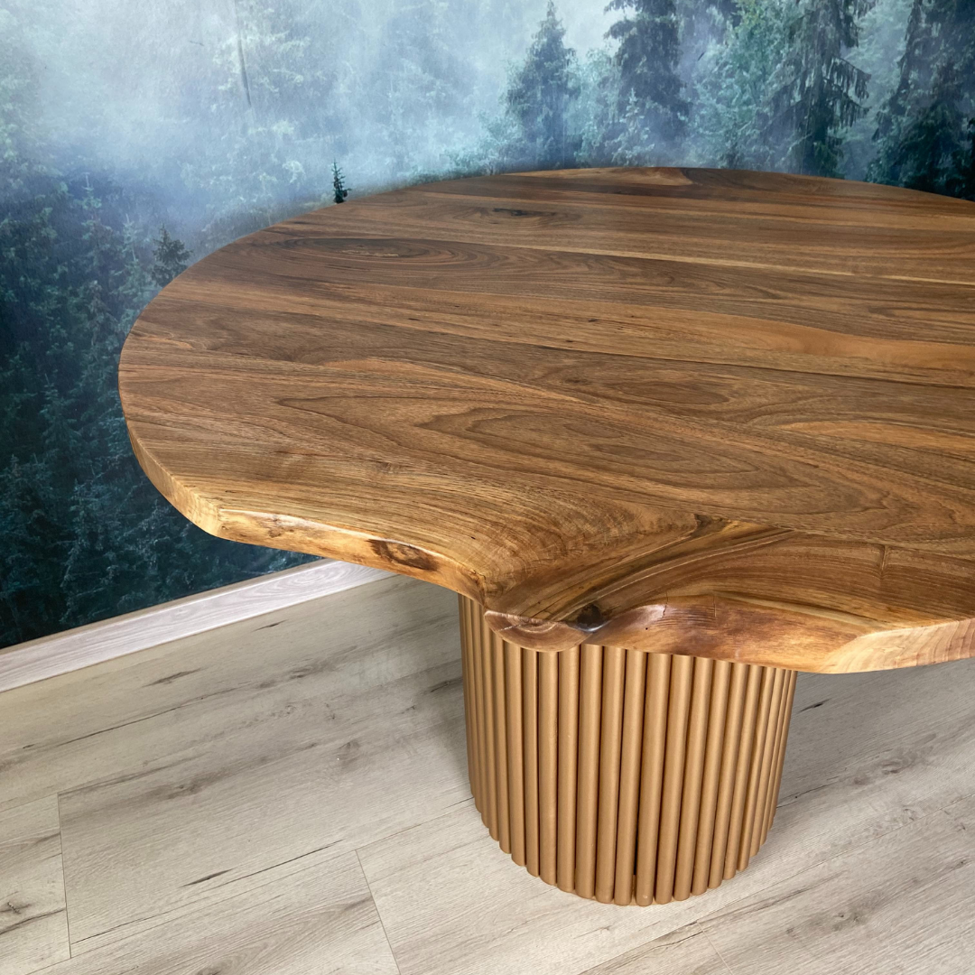 Masa de dining cu blat din nuc si picior Nero X1246 110cm