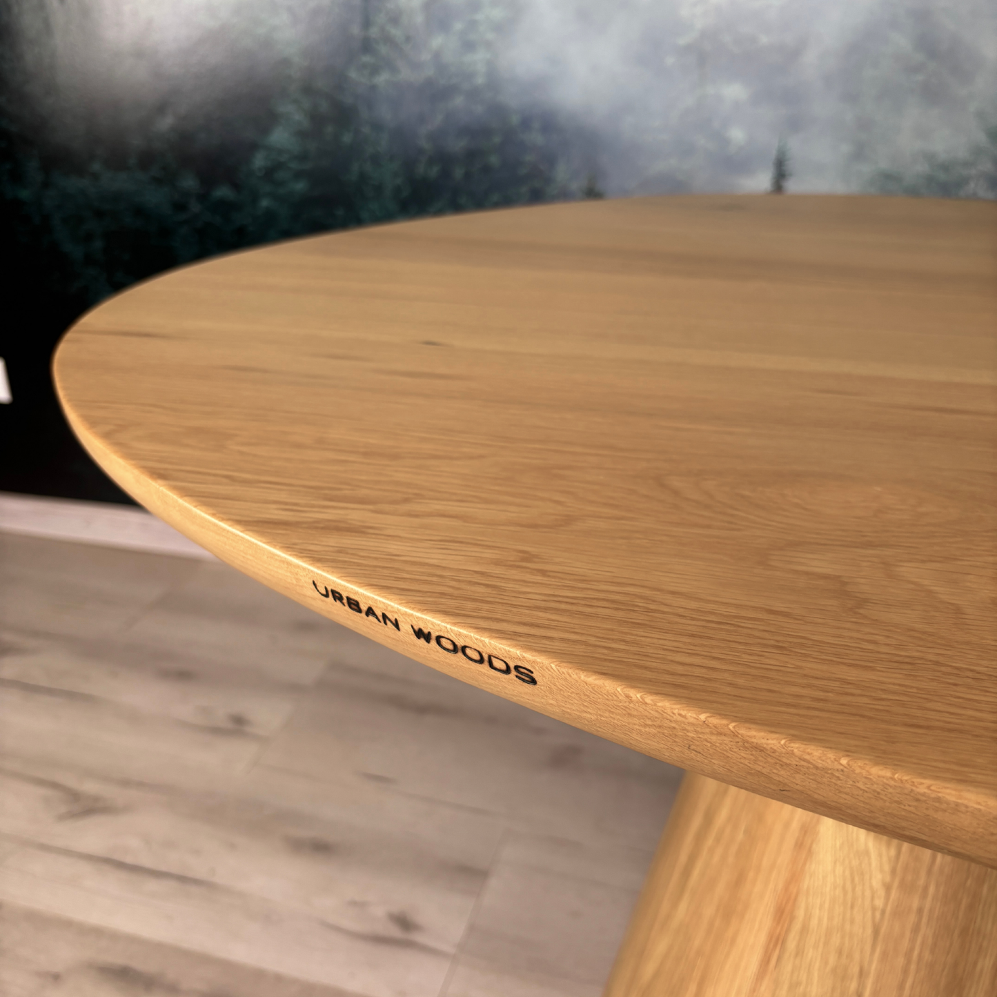 Masa de dining cu blat asimetric din stejar AX271 120cm