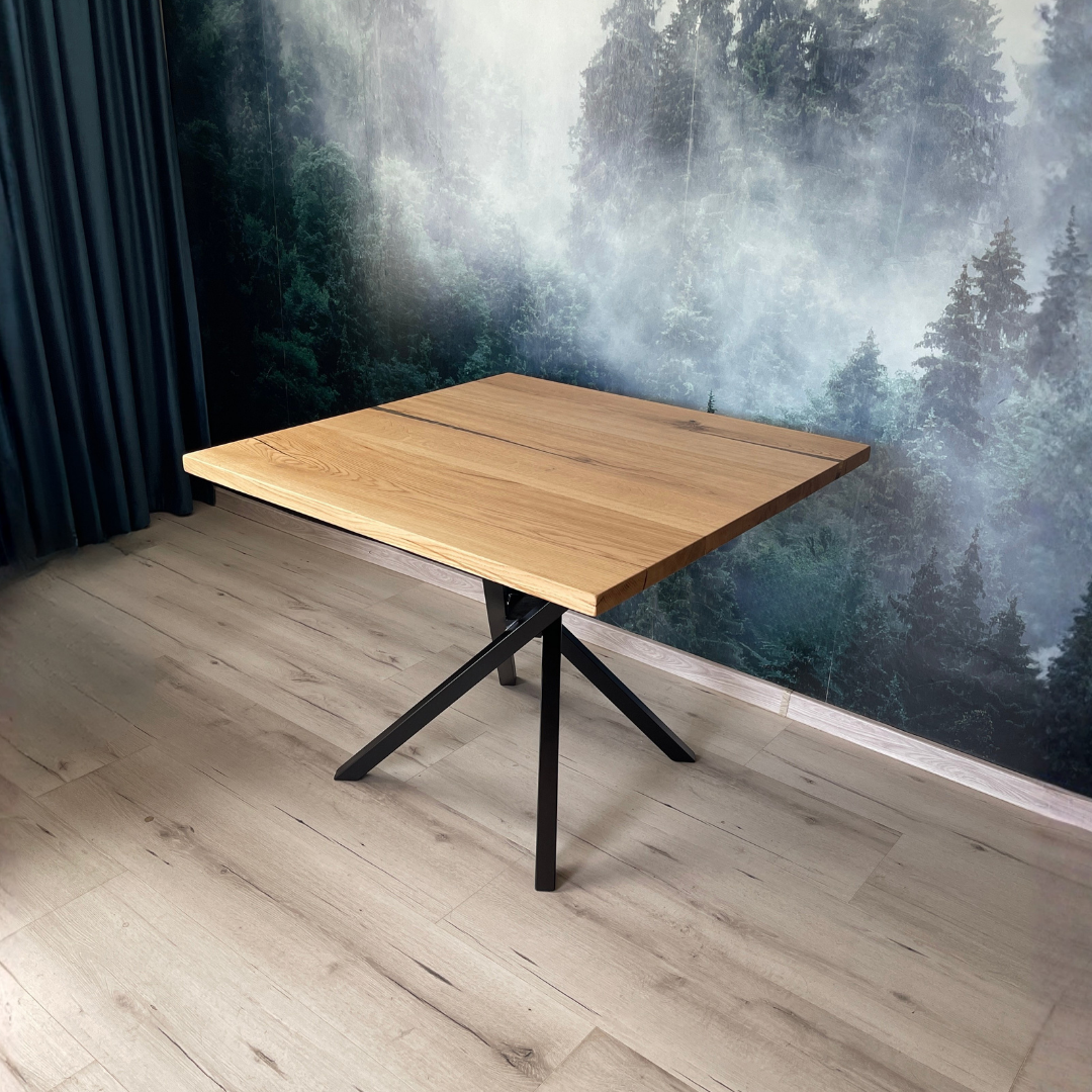 Masa de dining cu blat patrat din stejar X890 100x100cm