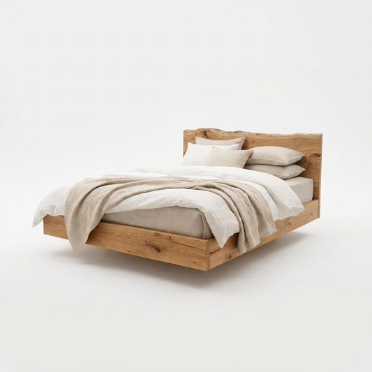 Minimal Floating Bed din stejar
