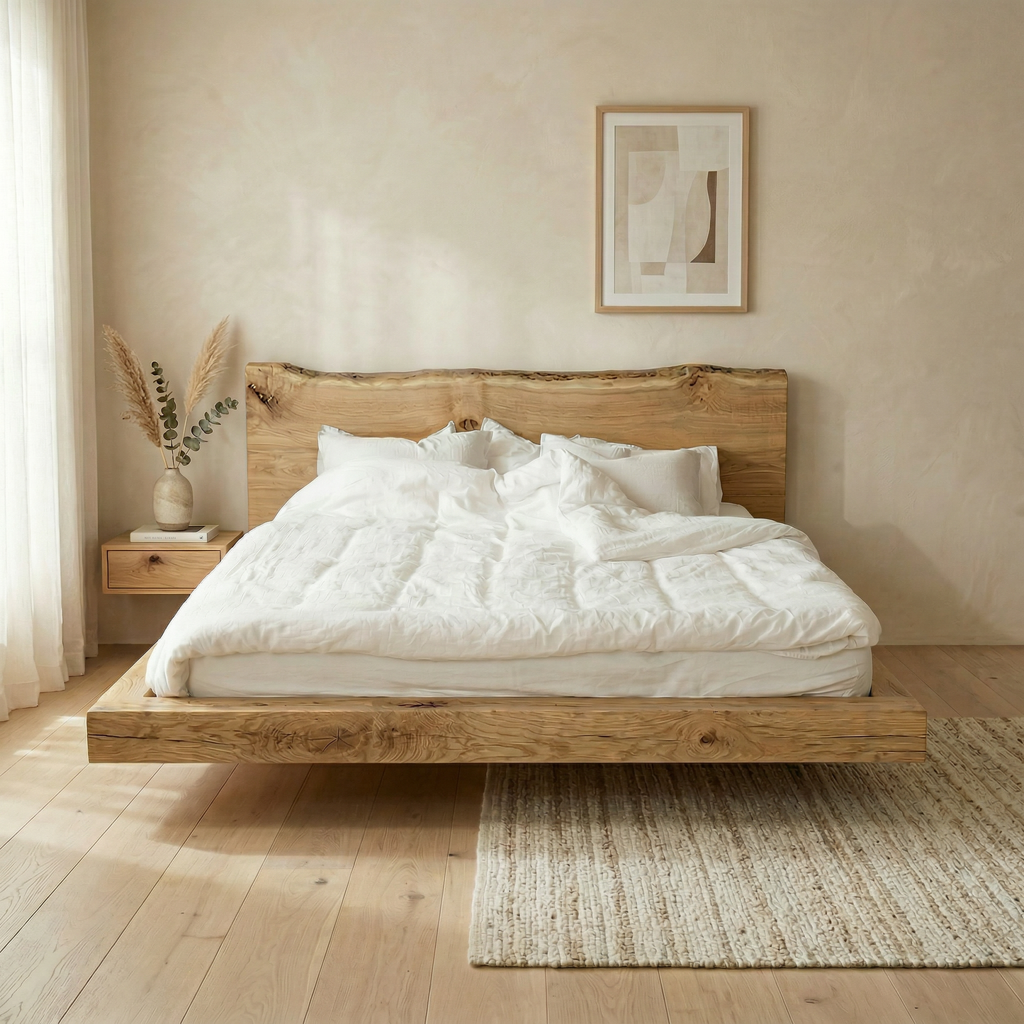 Floating Bed din stejar