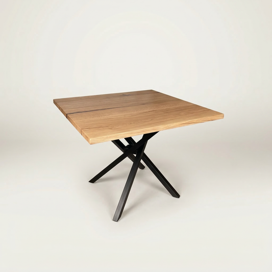 Masa de dining cu blat patrat din stejar X890 100x100cm